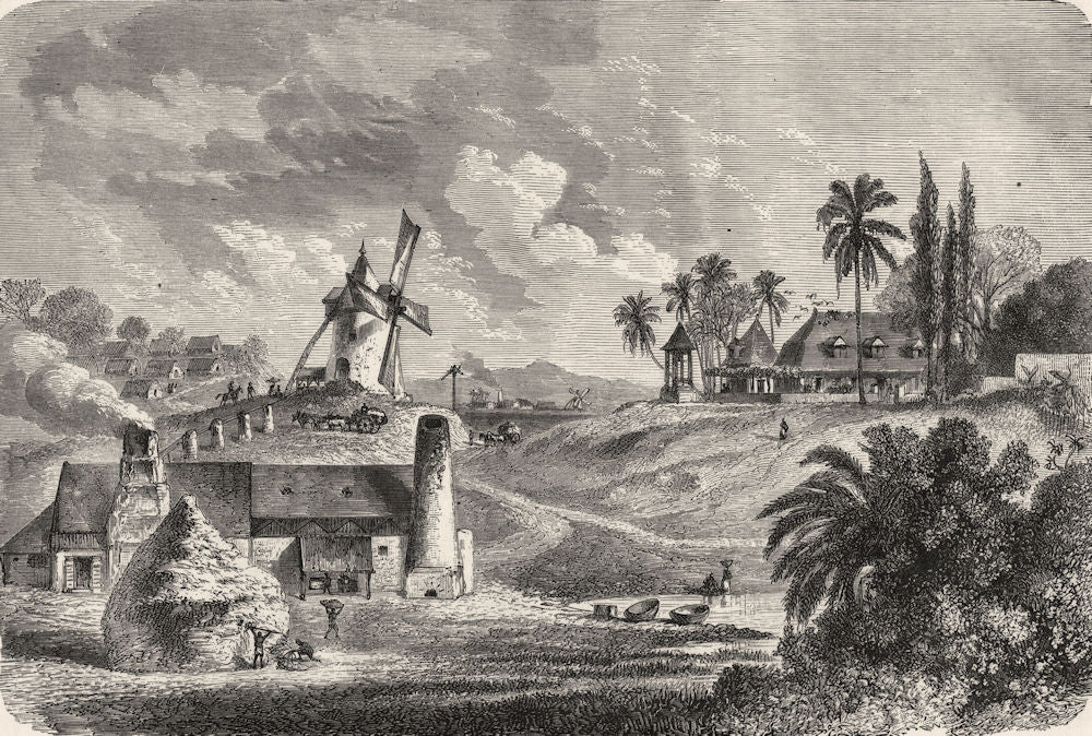 WEST INDIES. Sugar Mill at Guadaloupe 1871 old antique vintage print picture